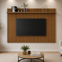 Ver imagem 1 de Painel de TV Suspenso Ripado para Sala Classic 1,80 x 1,35 - Freijó