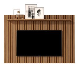 Painel Ripado para Tv de 60 Polegadas 1.60m X 1.35m Freijo Classic Giga Móveis - 2