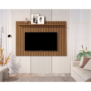 Painel Ripado para Tv de 60 Polegadas 1.60m X 1.35m Freijo Classic Giga Móveis