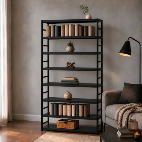 Estante Multiuso Organizador Livreiro Estilo Industrial 180x100 Preto Total