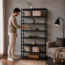Ver imagem 3 de Estante Multiuso Organizador Livreiro Estilo Industrial 180x100 Preto Total