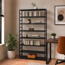 Ver imagem 2 de Estante Multiuso Organizador Livreiro Estilo Industrial 180x100 Preto Total
