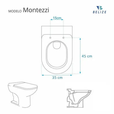 Assento Sanitário Montezzi Preto Para Louça Belize