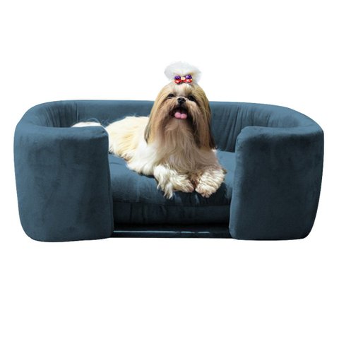 Poltrona Cama Pet Hannah Luxo - Suede Azul Marinho