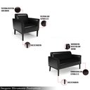 Ver imagem 3 de Conjunto 2 Poltronas e 1 Namoradeira Decorativa Isabella Pés Fixo em Madeira Pu Preto Brilho G19 - G