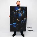 Ver imagem 2 de Quadro Decorativo Mulher Azul em Tela Canvas Tacolado Moldura Flutuante 4,5cm Freijó 80 X 120cm