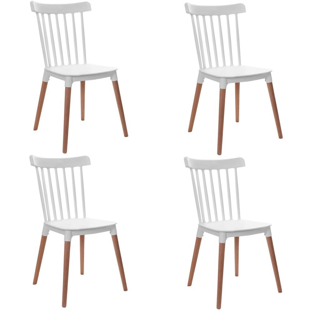 Kit 4 Cadeiras de Jantar com Pé de Madeira Windsor - Branco