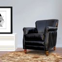 Ver imagem 6 de Kit 04 Poltronas Decorativas Sala de Estar Brunei Pés Madeira Couro Preto - Gran Belo