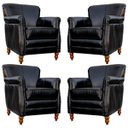 Ver imagem 1 de Kit 04 Poltronas Decorativas Sala de Estar Brunei Pés Madeira Couro Preto - Gran Belo