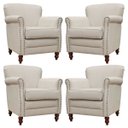 Ver imagem 1 de Kit 04 Poltronas Decorativas Sala de Estar Brunei Pés Madeira Couro Off White - Gran Belo