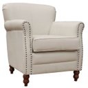 Ver mais imagens de Kit 04 Poltronas Decorativas Sala de Estar Brunei Pés Madeira Couro Off White - Gran Belo