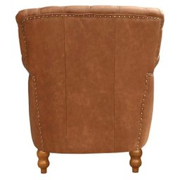 Kit 04 Poltronas Decorativas Sala de Estar Brunei Pés Madeira Couro Mel - Gran Belo - 10