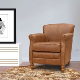 Kit 04 Poltronas Decorativas Sala de Estar Brunei Pés Madeira Couro Mel - Gran Belo - 6