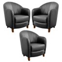 Ver imagem 1 de Kit 3 Poltronas Decorativas Sala de Estar Pés Madeira Kairós Couro Preto - Gran Belo
