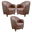 Ver imagem 1 de Kit 3 Poltronas Decorativas Sala de Estar Pés Madeira Kairós Couro Caramelo - Gran Belo