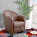 Ver imagem 6 de Kit 3 Poltronas Decorativas Sala de Estar Pés Madeira Kairós Couro Caramelo - Gran Belo
