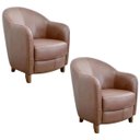 Ver imagem 1 de Kit 2 Poltronas Decorativas Sala de Estar Pés Madeira Kairós Couro Caramelo - Gran Belo