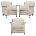 Ver imagem 1 de Kit 03 Poltronas Decorativas Sala de Estar Brunei Pés Príncipe Couro Off White - Gran Belo