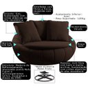 Ver imagem 2 de Poltrona Decorativa Giratória Sala de Estar Afrodite Veludo Marrom - Gran Belo