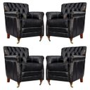 Ver imagem 1 de Kit 04 Poltronas Decorativas Sala de Estar Níger Pés Príncipe Couro Preto - Gran Belo