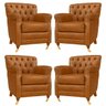 Kit 04 Poltronas Decorativas Sala de Estar Níger Pés Príncipe Couro Mel - Gran Belo - 1