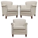 Ver imagem 1 de Kit 03 Poltronas Decorativas Sala de Estar Brunei Pés Madeira Couro Off White - Gran Belo