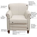 Ver imagem 2 de Kit 03 Poltronas Decorativas Sala de Estar Brunei Pés Madeira Couro Off White - Gran Belo
