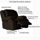 Ver imagem 3 de Poltrona do Papai Reclinável Manual Magnum Veludo Marrom Chocolate - Gran Belo