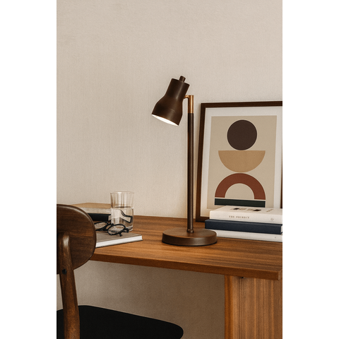 Luminária de Mesa Abajur Robbie Marrom Cortem