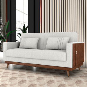 Sofá Cama 2 Lugares Esther Tecido Suede 203x95x90cm - Bege/marrom