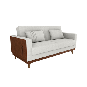 Sofá Cama 2 Lugares Esther Tecido Suede 203x95x90cm - Bege/marrom