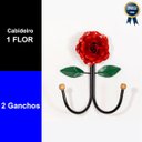 Ver imagem 2 de Cabideiro de Parede Cabide para Roupas 2 Ganchos Flor Vermelha