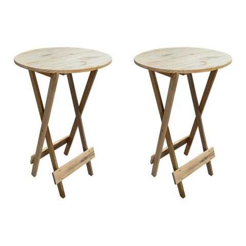 Kit 2 Conjuntos de Mesa Bistrô Dobravel em Madeira Padrão - sem Pintura / Crua