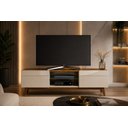 Ver imagem 1 de Rack para Tv até 60 Polegadas Classic 180cm 2 Gavetas com Pés em Madeira e Prateleira de Vidro Imcal