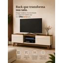 Ver imagem 3 de Rack para Tv até 60 Polegadas Classic 180cm 2 Gavetas com Pés em Madeira e Prateleira de Vidro Imcal