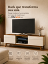 Ver imagem 3 de Rack para Tv até 60 Polegadas Classic 180cm 2 Gavetas com Pés em Madeira e Prateleira de Vidro Imcal