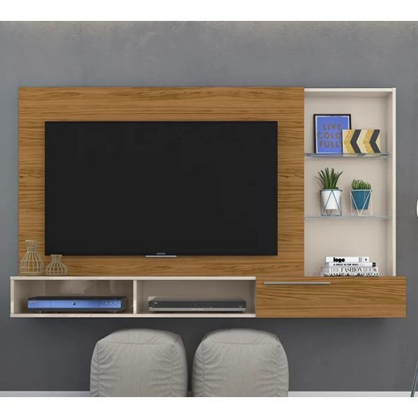 Painel Bancada Suspensa para TV até 55 Polegadas Ayla Naturale Off ...
