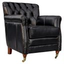 Ver imagem 7 de Kit 03 Poltronas Decorativas Sala de Estar Níger Pés Príncipe Couro Preto - Gran Belo