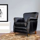 Ver imagem 6 de Kit 2 Poltronas Decorativas Brunei Pés Príncipe Couro Preto - Gran Belo