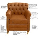 Ver imagem 2 de Kit 03 Poltronas Decorativas Sala de Estar Níger Pés Príncipe Couro Mel - Gran Belo