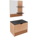 Ver imagem 1 de Kit Gabinete e Espelheira de Banheiro 60 Cm Sâmia Amêndoa/mármore Lunar