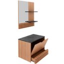 Ver imagem 2 de Kit Gabinete e Espelheira de Banheiro 60 Cm Sâmia Amêndoa/mármore Lunar