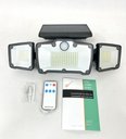 Ver imagem 1 de Luminária Solar com Sensor e Controle Remoto 218 Leds 3 Cabeças e Placa Acoplada