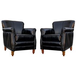 Kit 2 Poltronas Decorativas Brunei Pés Madeira Couro Preto - Gran Belo - 1 Kit 2 Poltronas Decorativas Brunei Pés Madeira Couro Preto - Gran Belo - 1