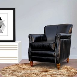 Kit 2 Poltronas Decorativas Brunei Pés Madeira Couro Preto - Gran Belo - 6 Kit 2 Poltronas Decorativas Brunei Pés Madeira Couro Preto - Gran Belo - 6