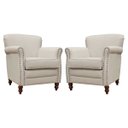 Ver imagem 1 de Kit 2 Poltronas Decorativas Brunei Pés Madeira Couro Off White - Gran Belo