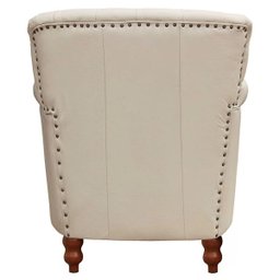 Kit 2 Poltronas Decorativas Brunei Pés Madeira Couro Off White - Gran Belo - 10
