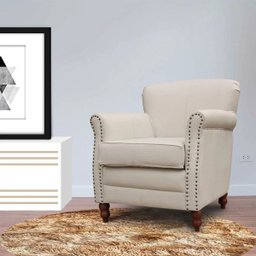 Kit 2 Poltronas Decorativas Brunei Pés Madeira Couro Off White - Gran Belo - 6