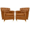 Ver imagem 1 de Kit 2 Poltronas Decorativas Níger Pés Príncipe Couro Mel - Gran Belo