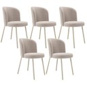 Ver imagem 1 de Kit 5 Cadeiras Sala de Jantar Estofada Gavi Arena L02 Bouclê Creme Lyam Decor